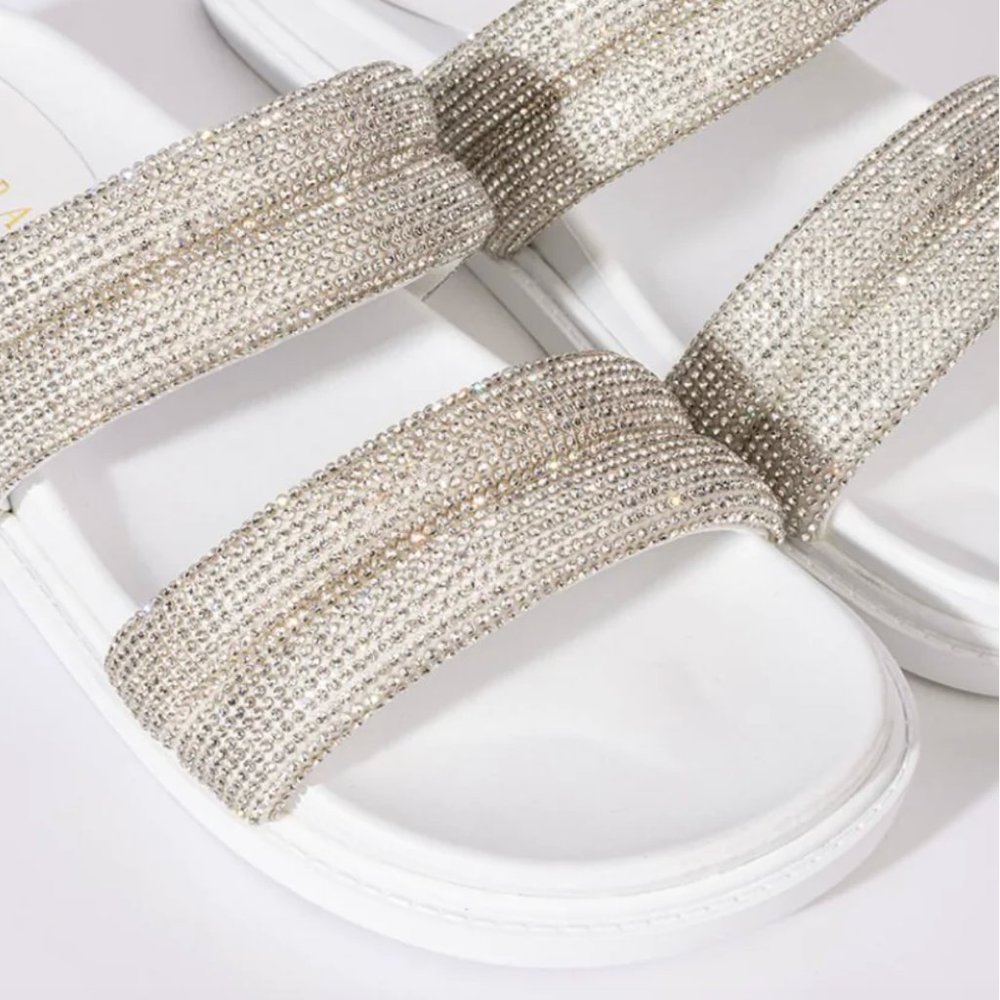 TAKE ME TO SPACE FLAT SANDAL IN WHITE